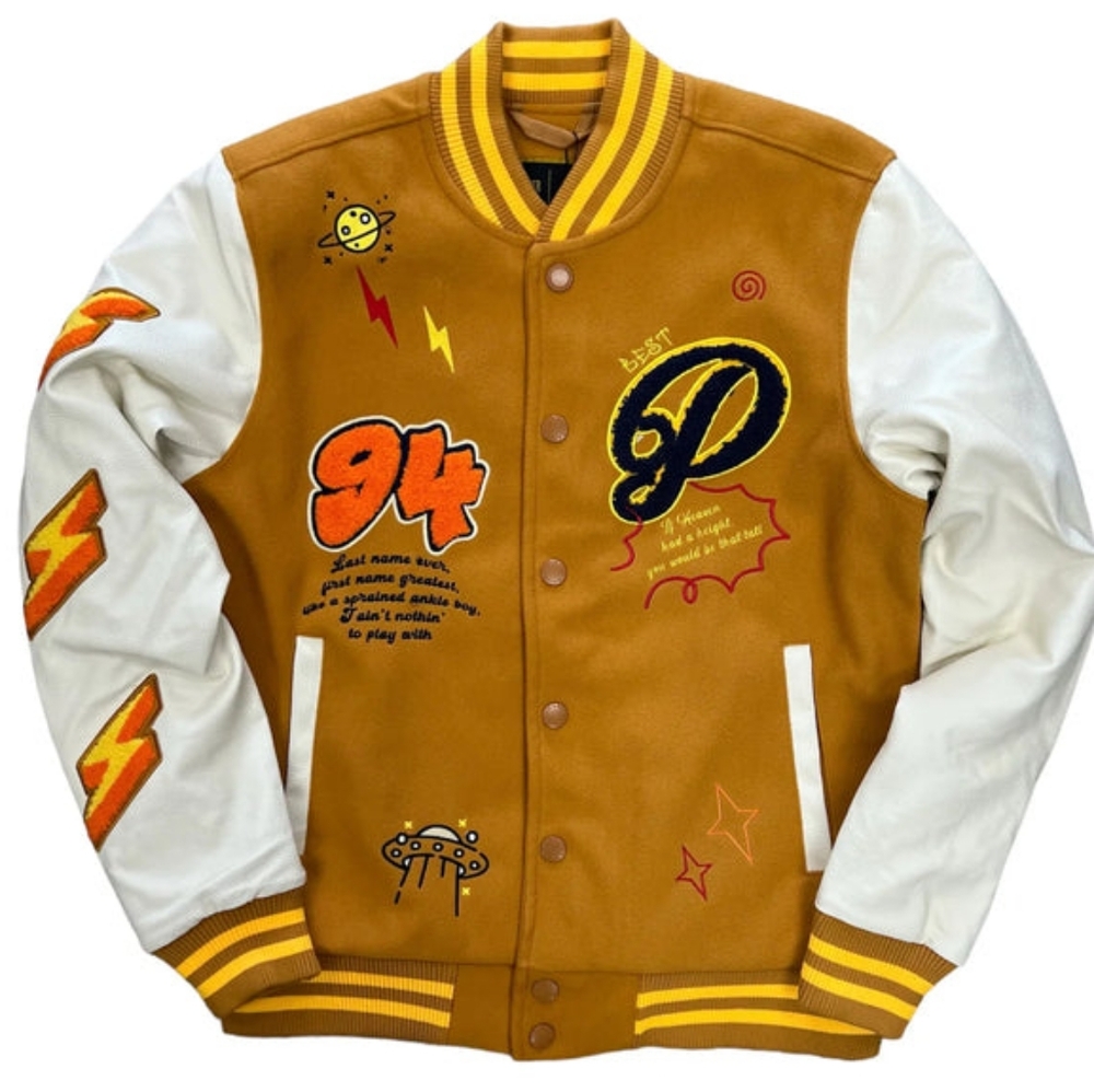 🆕 BLEECKER & MERCER CHENILLE EMBROIDERY PATCHES"STAY POSITIVE" VARSITY JACKET
